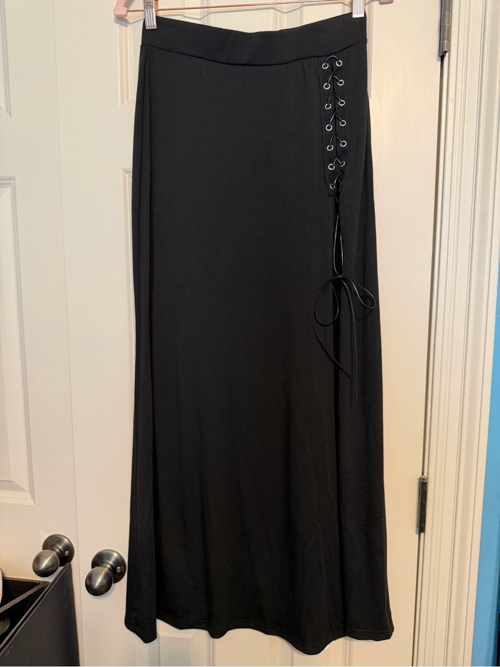 SHEIN Black Lace-Up Side Maxi Skirt
